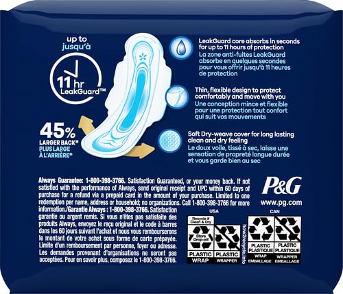 Always Ultra Thin Size 4 Overnight Pads With Wings Unscented, 14 Count (3700030165) Always Au supplements
