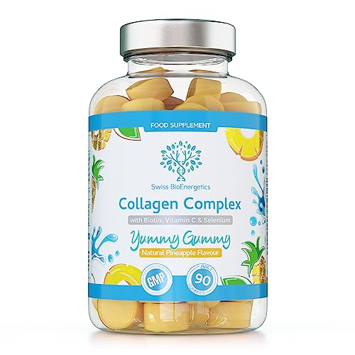 Collagen Complex - 90 Natural Pineapple Flavour Chewable Yummy Gummies swiss bioenergetics Au supplements