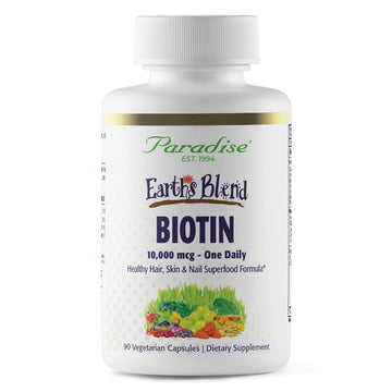 Paradise Herbs Earth's Blend Biotin Supplement, Hair, Skin & Nails, Whole Body Health, Vegan, Non-GMO, 90 Vegetarian Capsules Paradise Herbs Au supplements