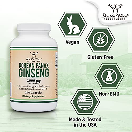 Ginseng Capsules (Korean Red Ginseng Extract, Panax Ginseng 10% Ginsenosides) Double Wood Supplements Au supplements