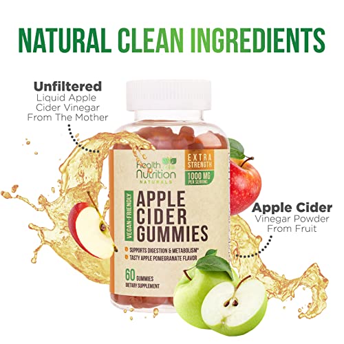 Vegan Apple Cider Vinegar Gummies | Max Strength 1000mg | ACV Supplement Gummy for Adults Health Nutrition Naturals Au supplements