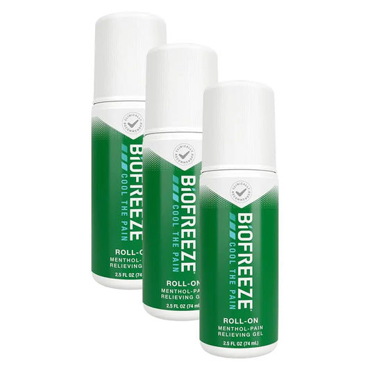 Biofreeze 13451 Roll-On Pain-Relieving Gel, 2.5 FL oz, Green Topical, Arthritis, Strains, Bruises, & Sprains (7.5 Fl Oz (Pack of 3), 3, Count) BiofreezeAU supplements