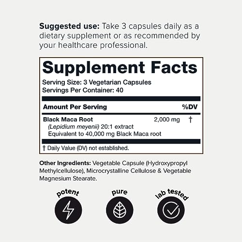 40,000mg Pure Black Maca Root Extract - Ultra Concentrated 20:1 Single Origin Wildcrafted Toniiq Au supplements