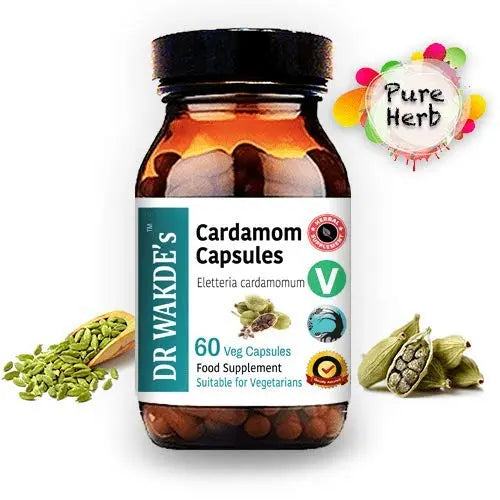 DR WAKDE'S Cardamom Capsules (60 Veg Caps, Plant-Based Supplement, Ayurvedic Herb, All Natural, Vegan) DR WAKDE's Au supplements