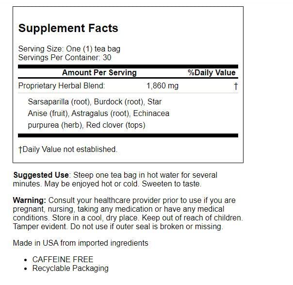Bio Nutrition Lymph Support Tea Cleanse and Detox 30 Bag(S) Bio Nutrition Au supplements