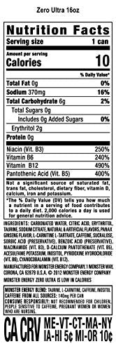 Monster Energy Zero Ultra, Sugar Free Energy Drink, 16 Ounce (Pack of 15) Monster Energy Au supplements