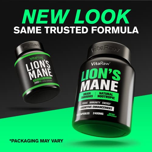 Organic Lions Mane Supplement Capsules 2400 mg - Powerful Nootropic - Helps Maintain VitaRaw Au supplements