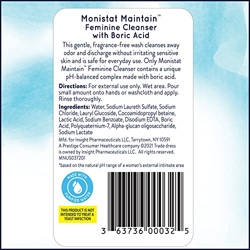 Monistat Boric Acid Feminine Cleanser, Fragrance Free Feminine Wash, 10 Fl Monistat Au supplements