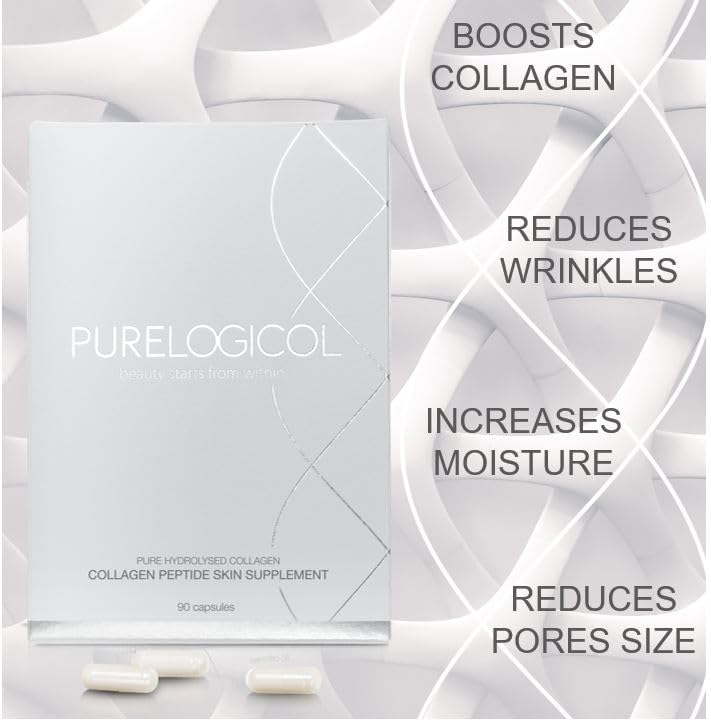 Collagen Tablets, Best Hydrolysed Protein Peptide Skin Supplement - 90 x Collagen Capsules x 800mg Purelogicol Au supplements