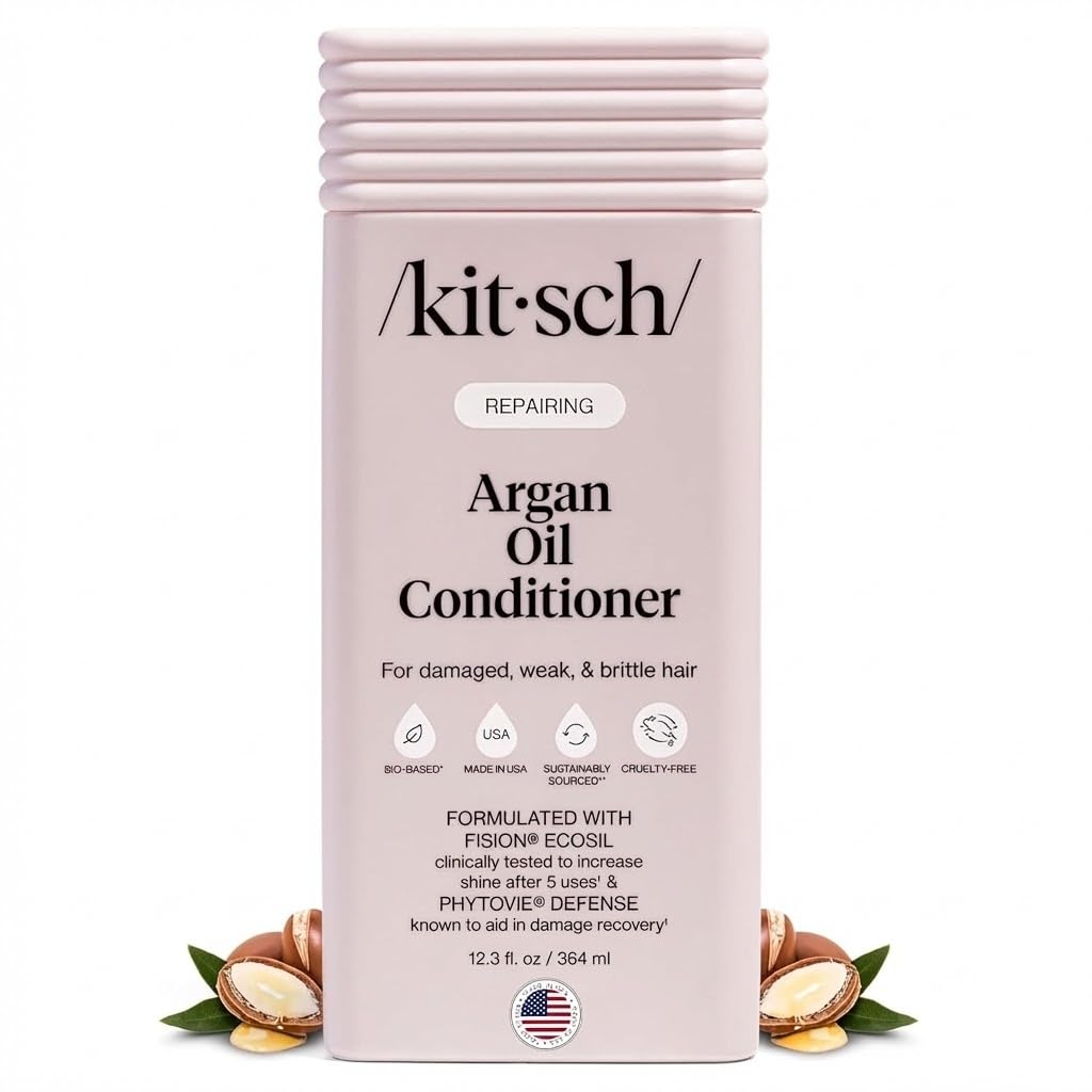 Kitsch Repairing Argan Oil Liquid Conditioner for Women & Men – Argan Oil for Hair, For Shine, Smoothness & Damage Recovery, Hair Repair – Clean, Color-Safe Hair Care - 12.3 oz Kitsch Au supplements
