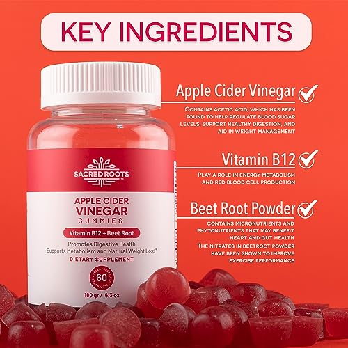Sacred Roots Sugar-Free, Apple Cider Vinegar Gummies, 60 Gummies – Supports Healthy Sacred Roots Au supplements