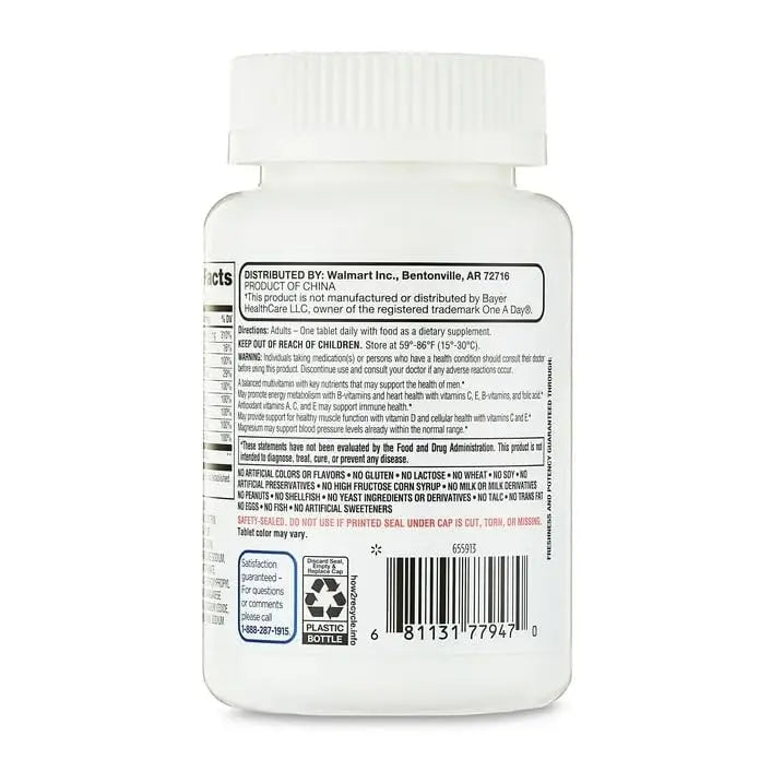 AGILIPET Equate One Daily Men's Multivitamin Multimineral Supplement Tablets, 100 Count Sticker AGILIPET Au supplements