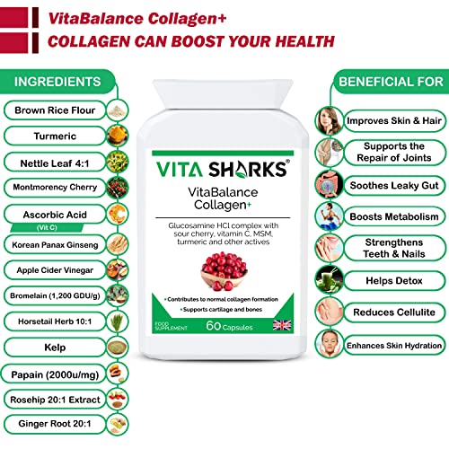 VitaBalance Collagen+ 60 Capsules for Skin, Hair, Nails, Joints & Connective Tissue Vita Sharks Au supplements