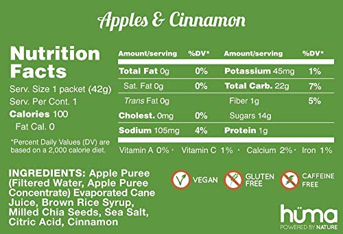 Huma Chia Energy Gel, Apples & Cinnamon, 12 Gels - Premier Sports Nutriti HÜMA CHIA ENERGY GEL Au supplements