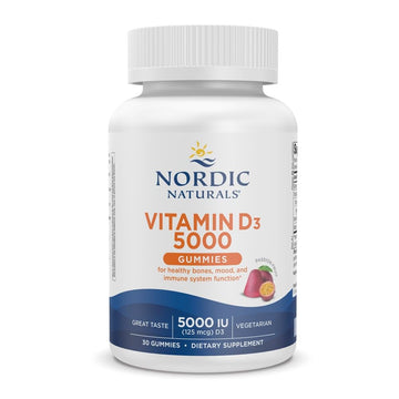 Nordic Naturals Vitamin D3 5000 Gummies, Passion Fruit - 30 Gummies - Support for Healthy Bones, Mood, & Immune System - Vegetarian - Non-GMO - 30 Servings Nordic Naturals Au supplements