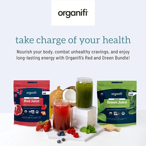 Organifi Green Juice and Red Juice Bundle - 30 Day Supply - Delicious, Refreshing Organic Organifi Au supplements