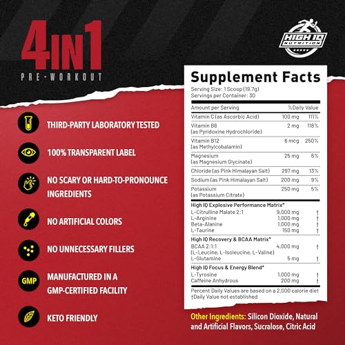 High IQ Nutrition 4 in 1 Lychee Flavored Pre Workout Powder 200mg Caffeine | Energy, Focus High IQ Nutrition Au supplements