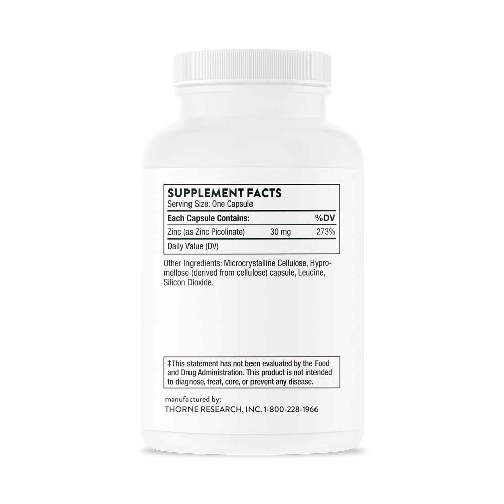 Thorne Zinc Picolinate 30 mg - Well-Absorbed Zinc Supplement for Growth and Immune THORNE Au supplements