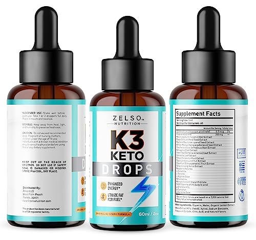 (2 Pack) K3 Keto Drops for Weight Loss - Fat Burner & Metabolism Booster | Advanced Keto ZELSO Au supplements