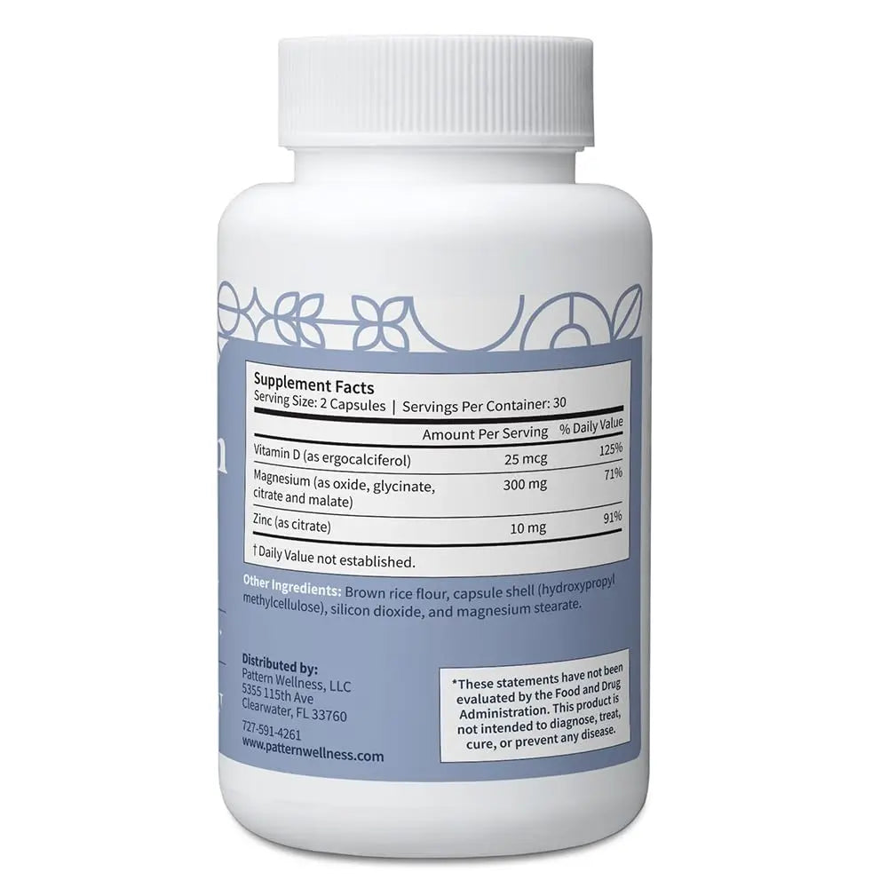 Pattern Wellness Magnesium Complex – Supports Muscle, Bone & Relaxation Health – with Zinc & Vitamin D – Daily Support Formula – 60 Vegan Capsules Pattern Wellness Au supplements