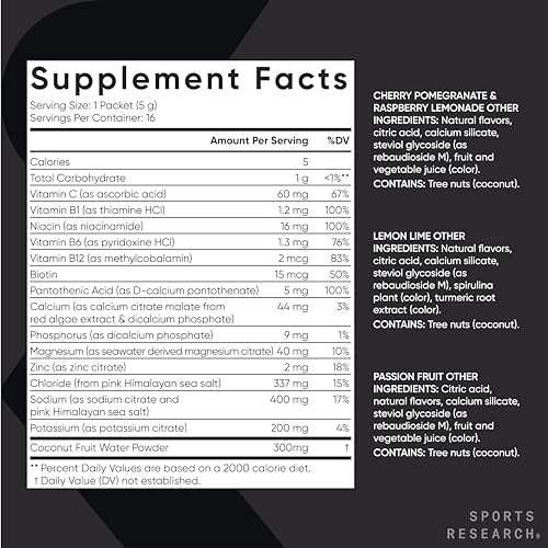Sports Research Hydrate Electrolytes Powder Packets - Sugar-Free & Naturally Flavored Sports Research Au supplements