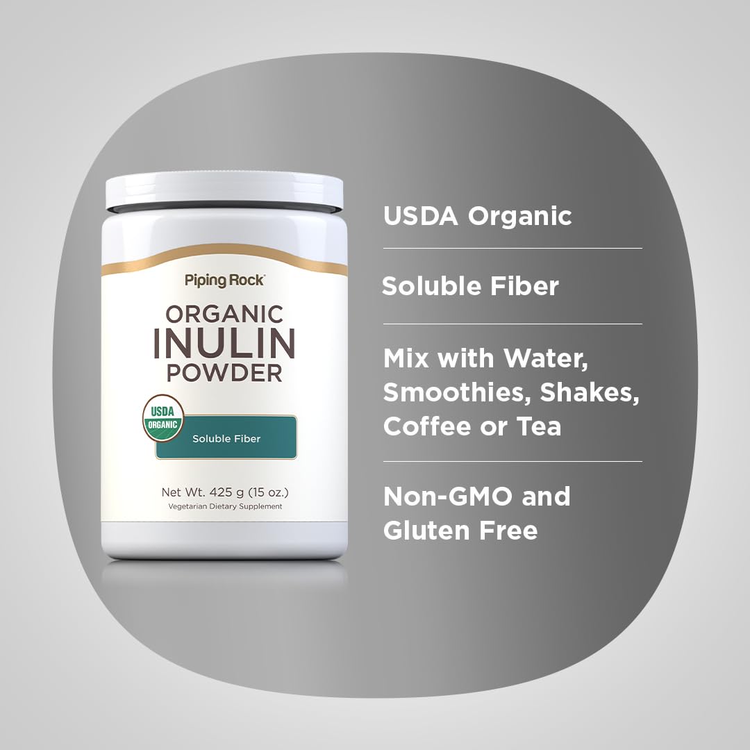 Piping Rock Organic Inulin Powder | 15 oz | Soluble Fiber Supplement | FOS Powder | Vegetarian, Non-GMO, Gluten Free Piping Rock Au supplements