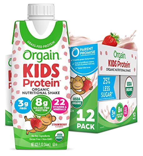 Orgain Organic Kids Nutritional Protein Shake, Strawberry - Kids Snacks with 8g Dairy Orgain Au supplements