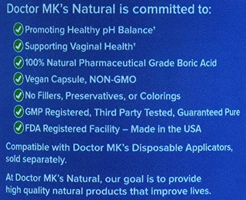 doctor MK's NATURAL Boric Acid Suppositories (600mg) for Healthy Feminine pH Support doctor MK's NATURAL Au supplements