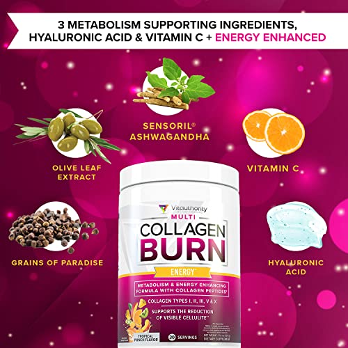 Multi Collagen Burn: Multi-Type Hydrolyzed Protein Peptides with Hyaluronic Acid, Vitamin Vitauthority Au supplements