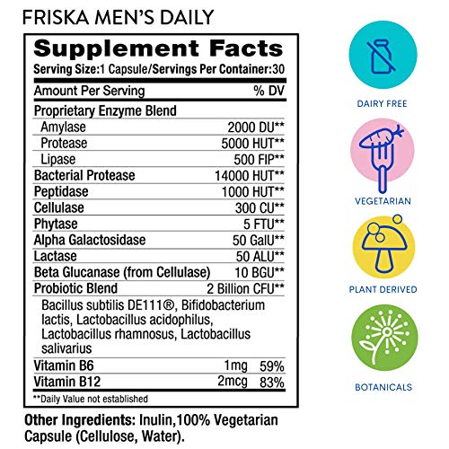 FRISKA Men’s Daily Digestive Enzyme and Probiotics Supplement, Natural Support FR!SKA Au supplements