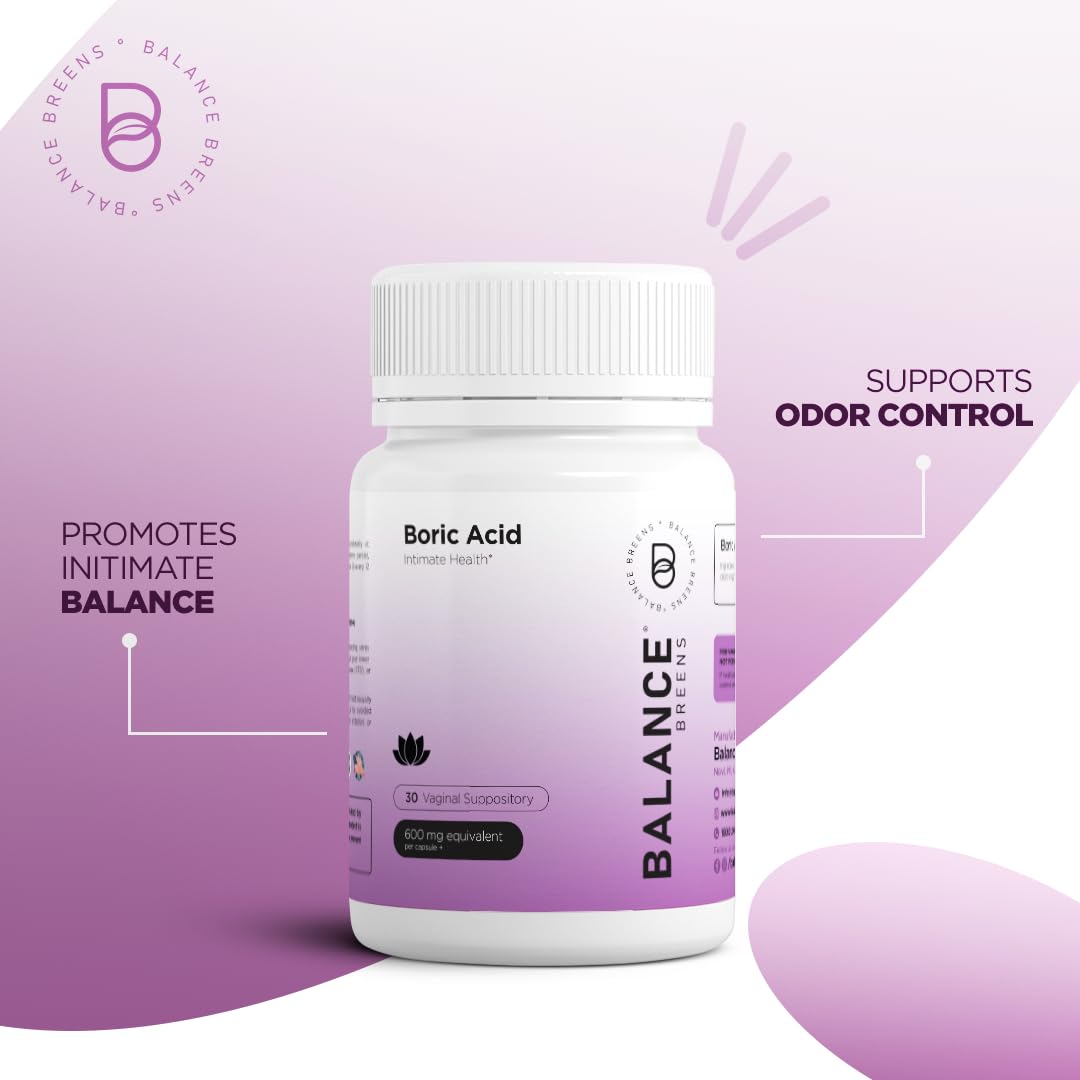 Boric Acid Suppositories for Women 600 mg - 30 Vaginal Use Capsules - ph Balance Pills, Odor Control Balancebreens Au supplements