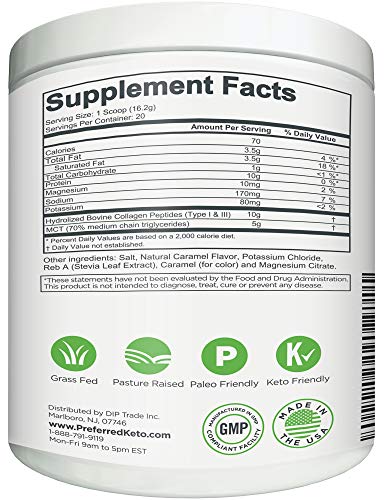 Keto Collagen Protein Powder with MCT Oil – Keto and Paleo Friendly Pure Grass Fed Preferred Elements Au supplements