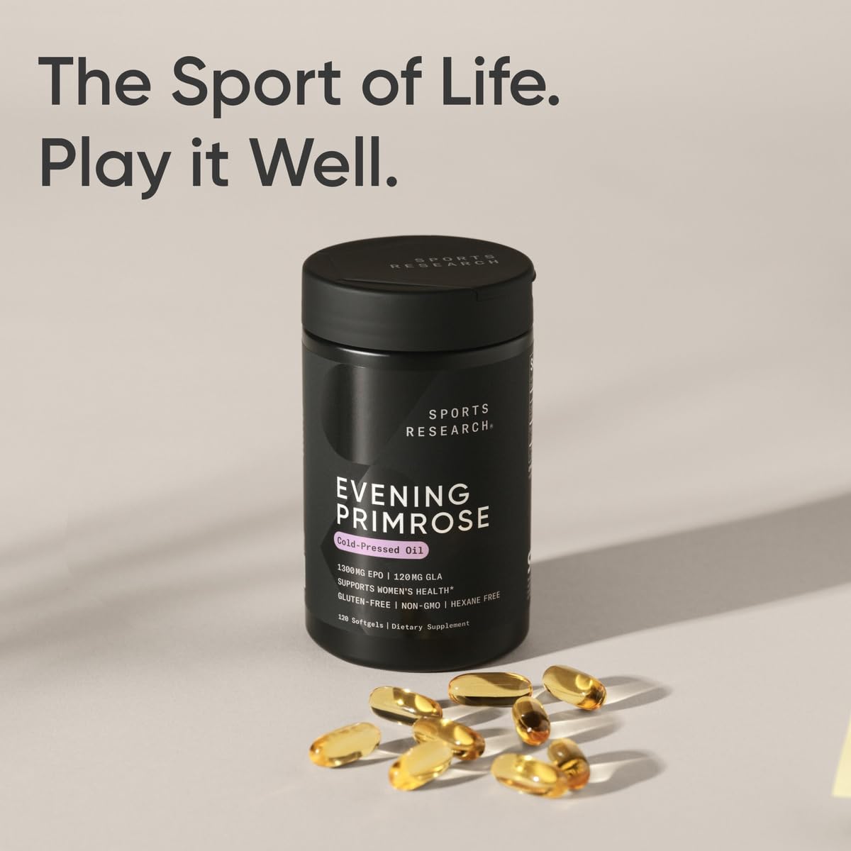 Sports Research Evening Primrose Supplement from Cold Pressed Oil - Softgels for Women’s Health & Skin Health - Gluten Free & Non-GMO GLA - High Potency 1300mg, 120 Count Sports Research Au supplements