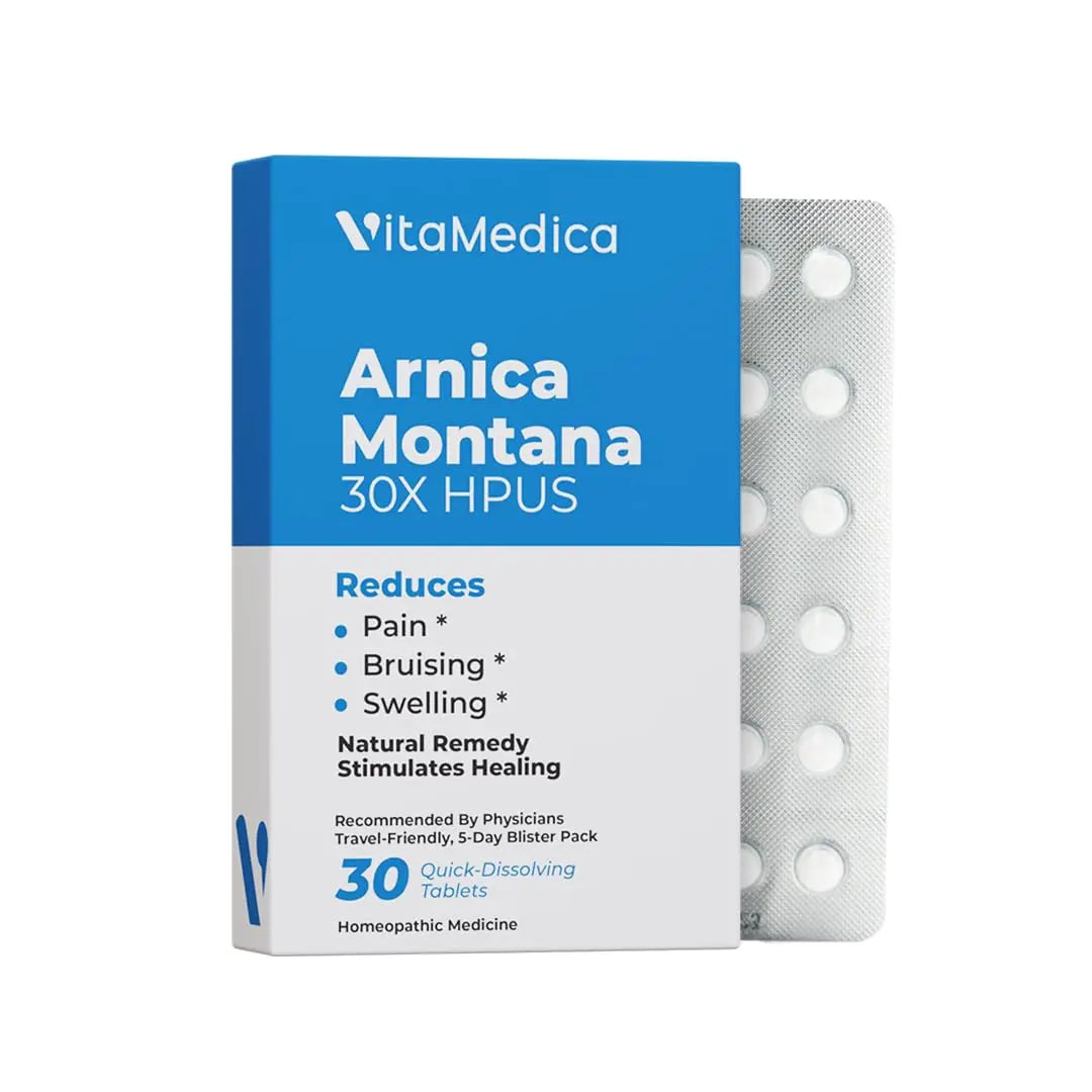 Arnica Montana 30X HPUS, Clinical Grade, Quick Dissolve Tablets, Five-Day Recovery Pack for Pain and Bruise Relief After Surgery or Injury, Natural Healing, Gentle on The Stomach - 30 Count VitaMedica uk supplements