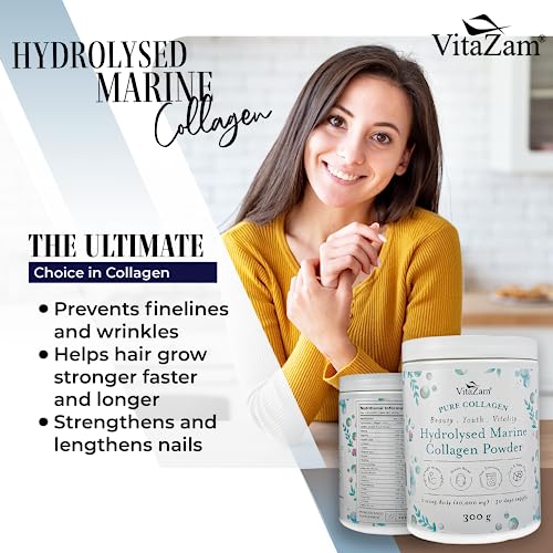 Vitazam Pure Marine Collagen Powder - 100% Hydrolysed Collagen Peptides for Hair Skin and Nails VitaZam Au supplements