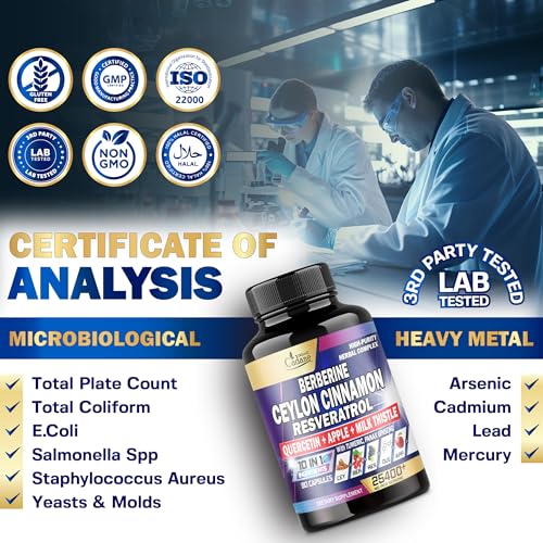 Ceylon Cinnamon 15000mg Berberine 3000mg Quercetin 2000mg Supplement - Support Organic Cadane Au supplements
