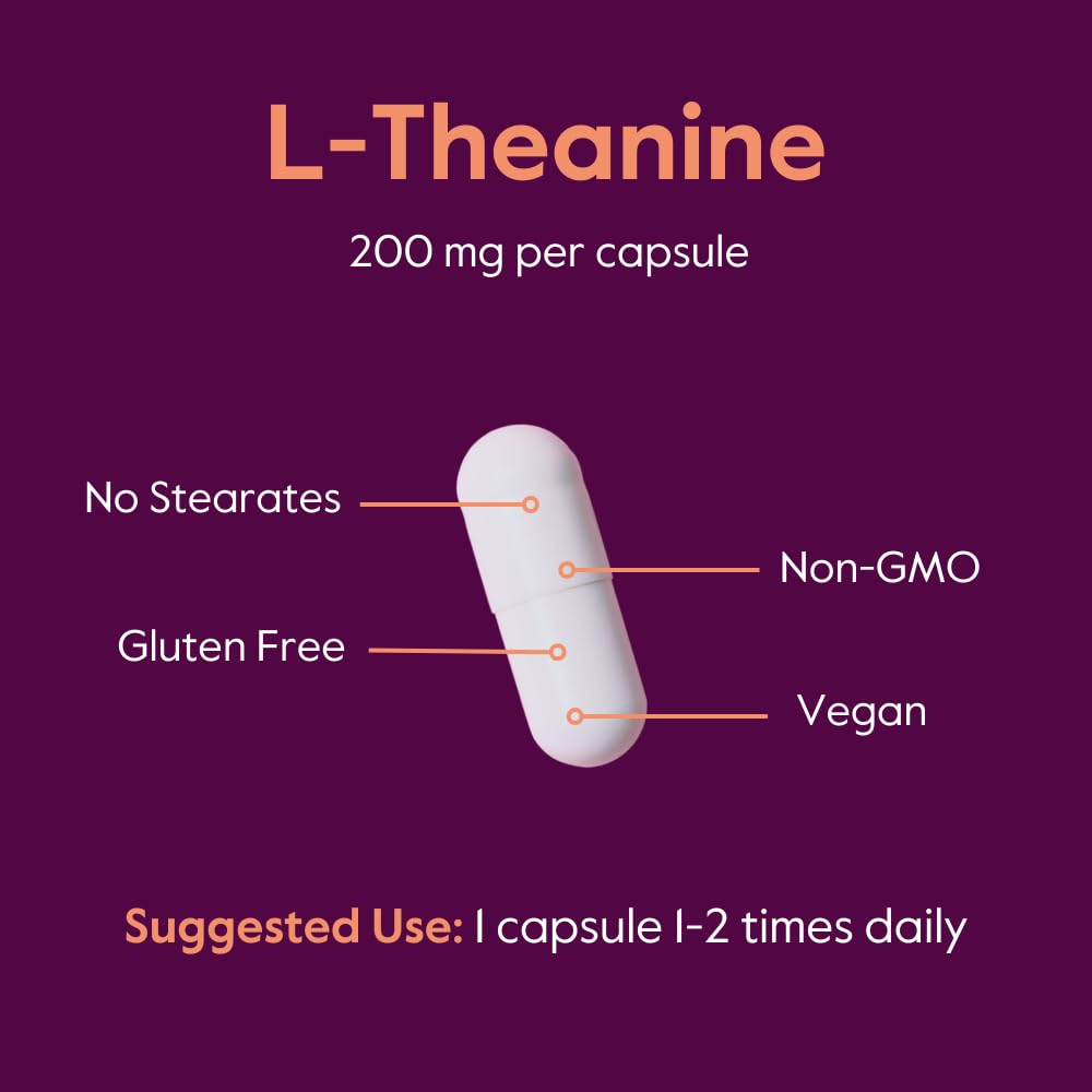 BESTVITE L-Theanine 200mg (120 Vegetarian Capsules) - No Stearates - Vegan - Non GMO - Gluten Free BESTVITE Au supplements