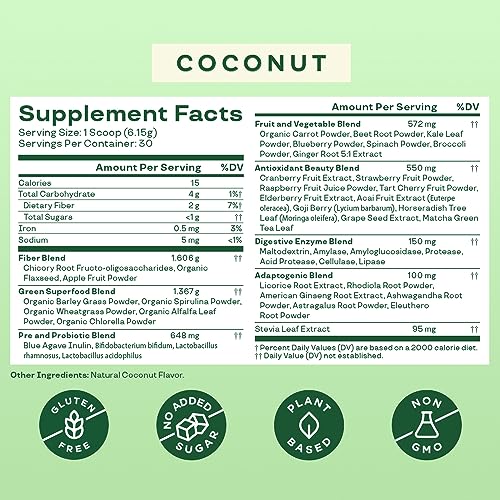 Bloom Nutrition Super Greens Powder Smoothie & Juice Mix (Coconut) Bloom Nutrition Au supplements