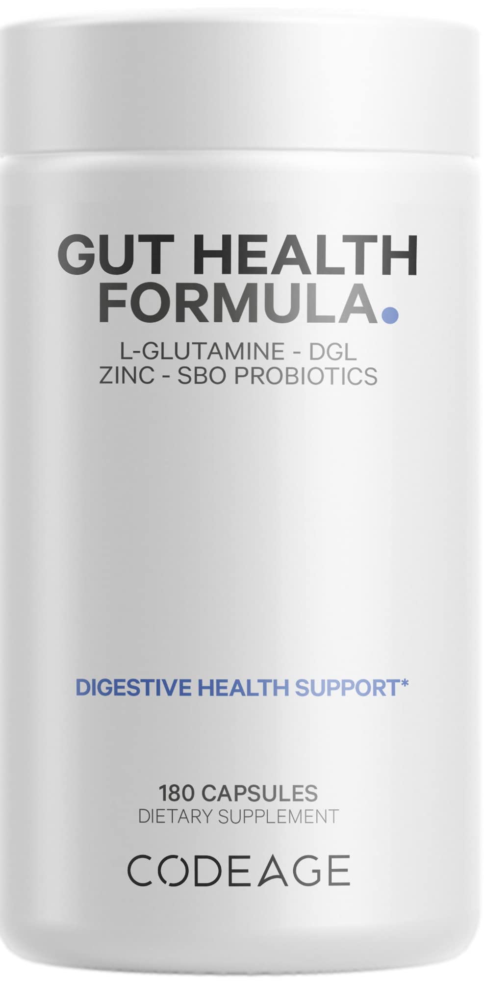 Codeage Gut Health Supplements Vegan Formula - L Glutamine, Zinc, Turkey Tail Mushroom Powder, Tonic Mushroom, Maitake, Micro Algae, Mineral, Licorice Root DGL - Probiotics, Prebiotics - 180 Capsules Codeage Au supplements