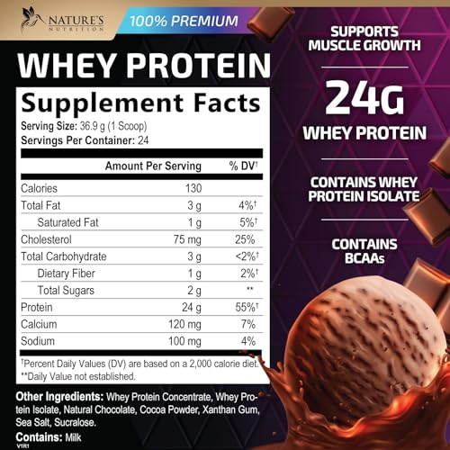 Whey Protein Powder 24g - Chocolate Ice Cream Whey Isolate Protein for Muscle Growth Nature's Nutrition Au supplements