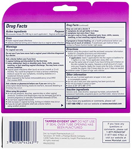 Monistat 7-Day Yeast Infection Treatment | Cream with Disposable Applicators Monistat Au supplements