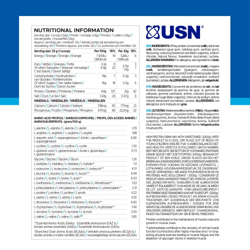 USN Whey+ Strawberry Protein Powder 2kg - Muscle Building & Recovery Protein Shakes USN Au supplements