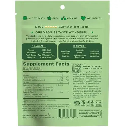 WonderGreens Kids Super Veggie Gummies – Sugar-Free, Allergen-Free Multivitamin for Picky Eaters with Probiotics – Tummy & Immune Support Plant People Au supplements