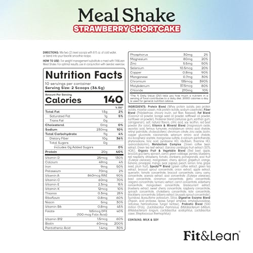 Fit & Lean Meal Shake, Fat Burning Meal Replacement, Protein, Fiber, Probiotics, Strawberry Fit & Lean Au supplements