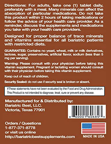 Bariatric Best Multivitamin Tablets – for Post-Bariatric Surgery, Gastric Bypass & Sleeve Bariatric Best Supplements Au supplements