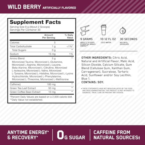 Optimum Nutrition Amino Energy - Pre Workout with Green Tea, BCAA, Amino Acids Optimum Nutrition Au supplements