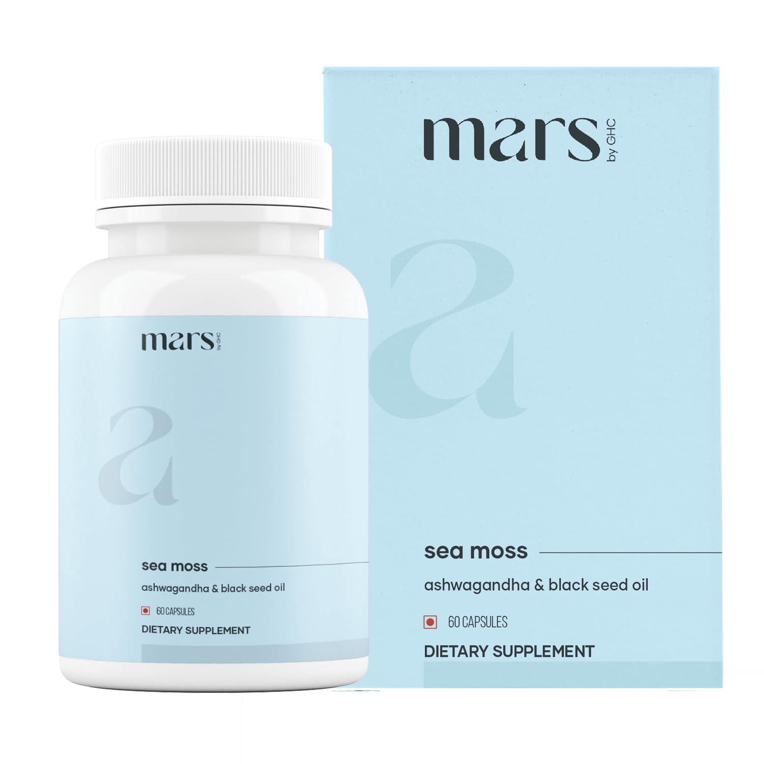mars by GHC Mars Surge Natural Sea Moss Caps (60N) | Packed with 84 Minerals | Powered with Black Seed Oil | | Overall Well Being - Pack of 1 mars by GHC Au supplements