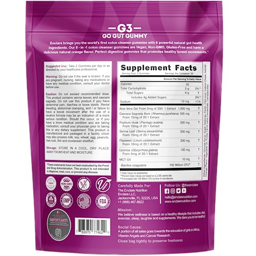 Colon Cleanse Gummies. Chewable, Gentle, Vegan Colon Detox Cleanser. Natural Laxative THE ENCLARE NUTRITION Au supplements
