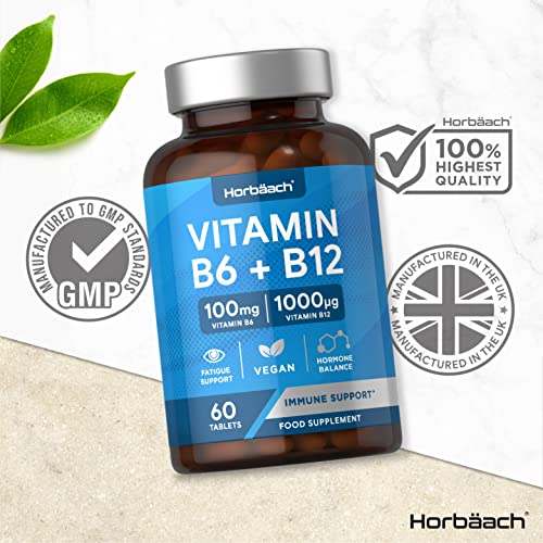 Vitamin B6 and B12 Tablets High Strength | 60 Count | with 100mg of Vitamin B6 Horbäach Au supplements