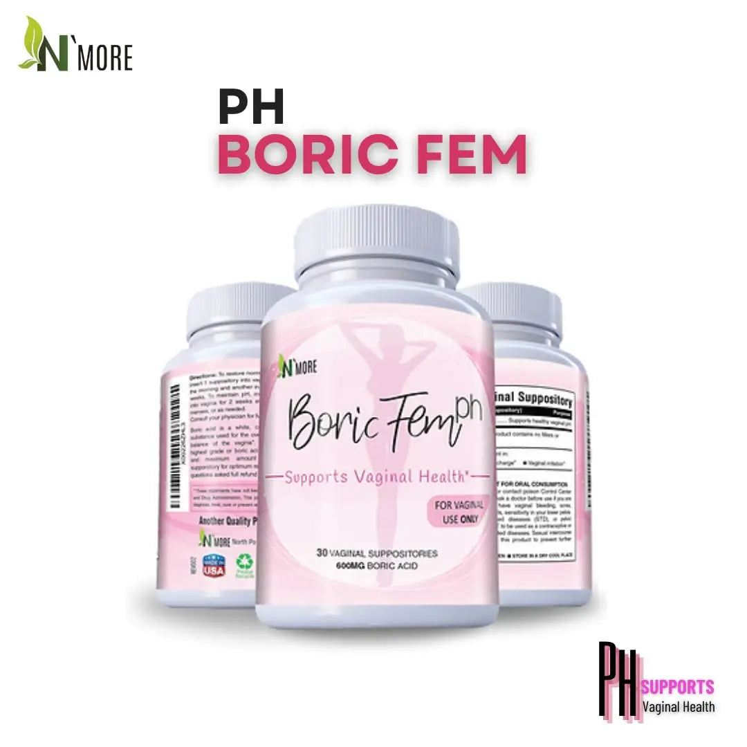 N'More Boric Acid Vaginal Suppositories- 100% Pure - Made in USA- Boricfem Vaginal Health Supplement- 30 Servings (Pack of 1) N'More Au supplements